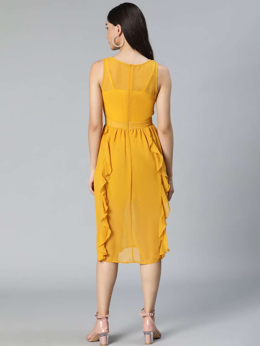 women's ruffle solid dress - 19185953 - Standard Image - 3