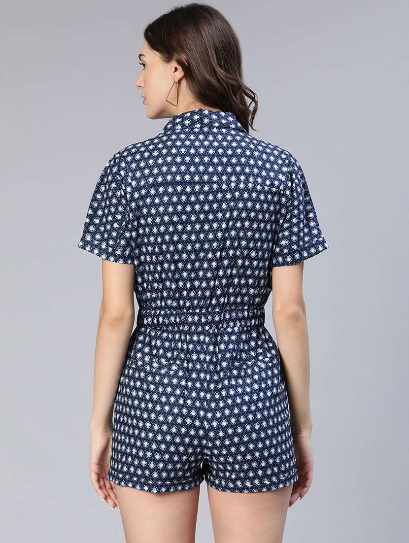 shirt collar printed romper  - 19186108 -  Standard Image - 3