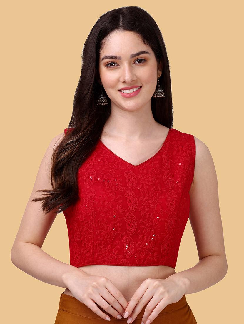 pink georgette regular blouse - 19186323 - Zoom Image - 0