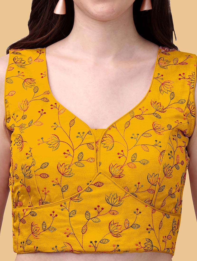 yellow art silk regular blouse - 19186356 - Standard Image - 3