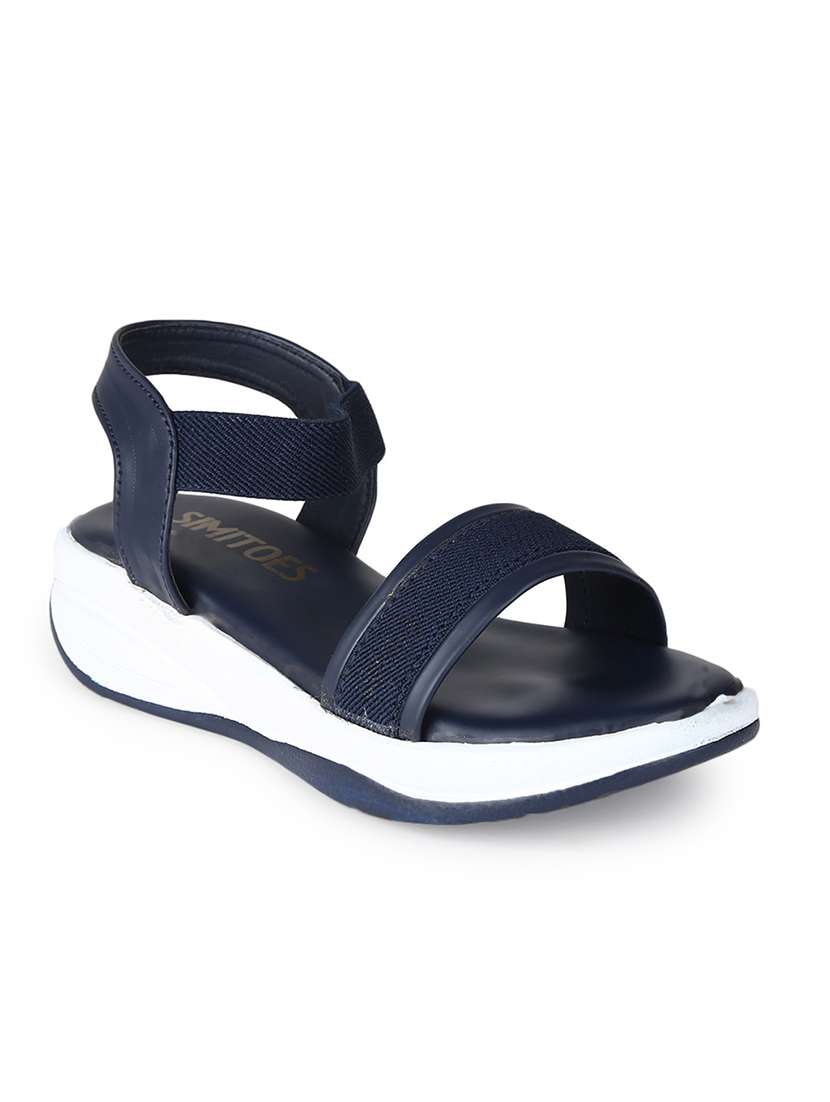 blue leatherette sandals