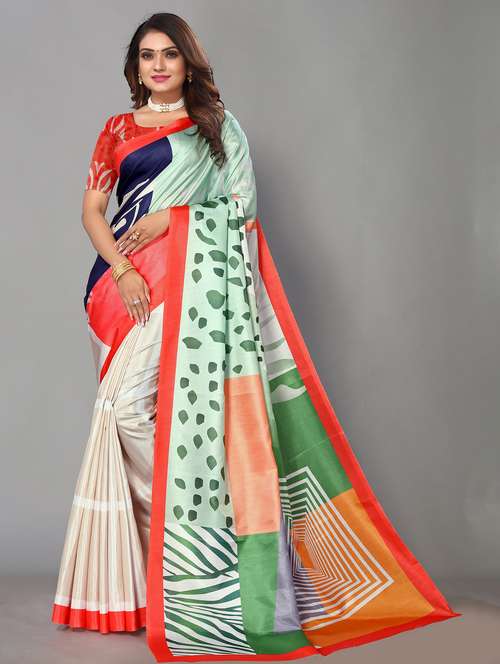 women's printed multi colored saree with blouse - 19187808 -  Standard Image - 0