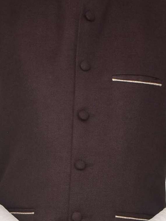 cream silk blend kurta pyjama with jacket ethnic wear set - 19187946 -  Standard Image - 3