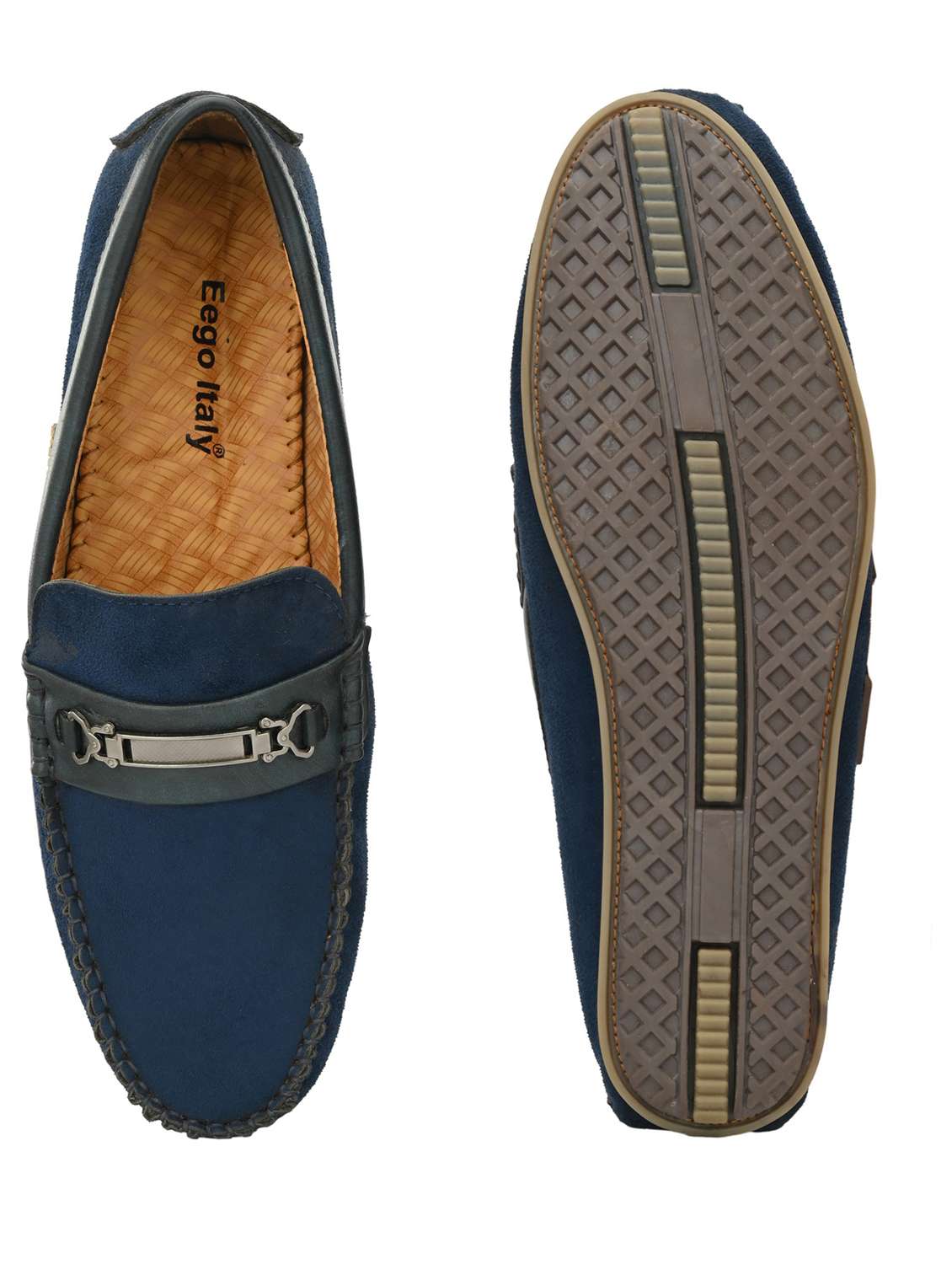 navy synthetic slip on loafers - 19189982 -  Standard Image - 3