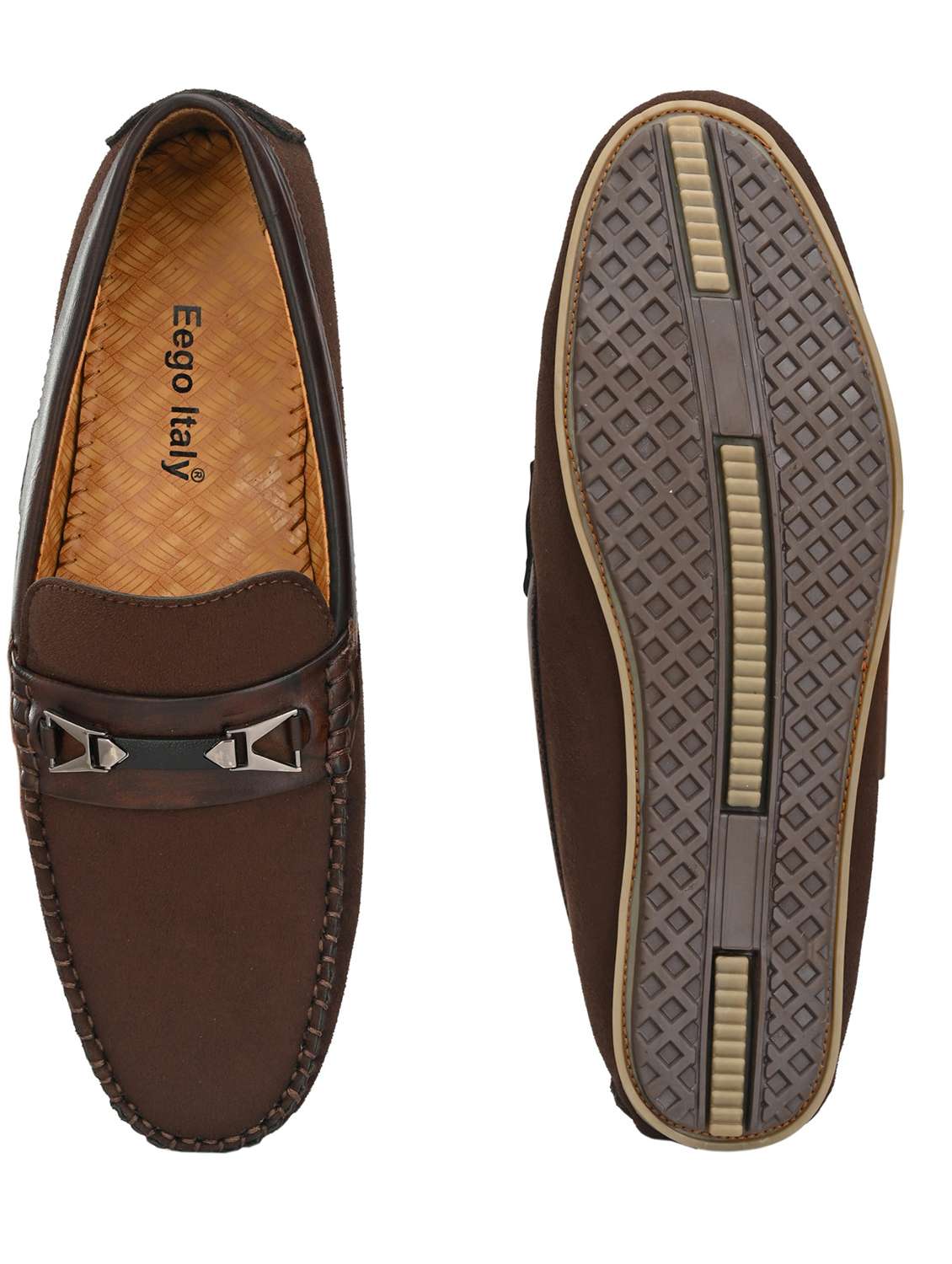 brown synthetic slip on loafers - 19189991 -  Standard Image - 3