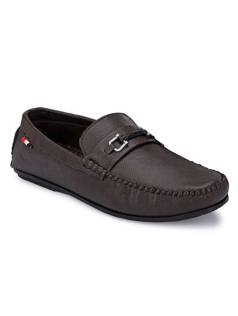 brown synthetic slip on loafers - 19189995 - Zoom Image - 0