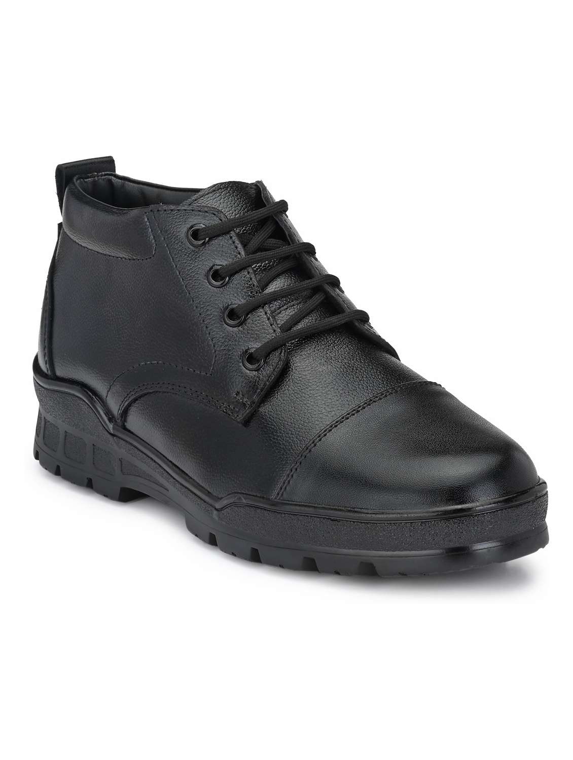 black solid lace up boots