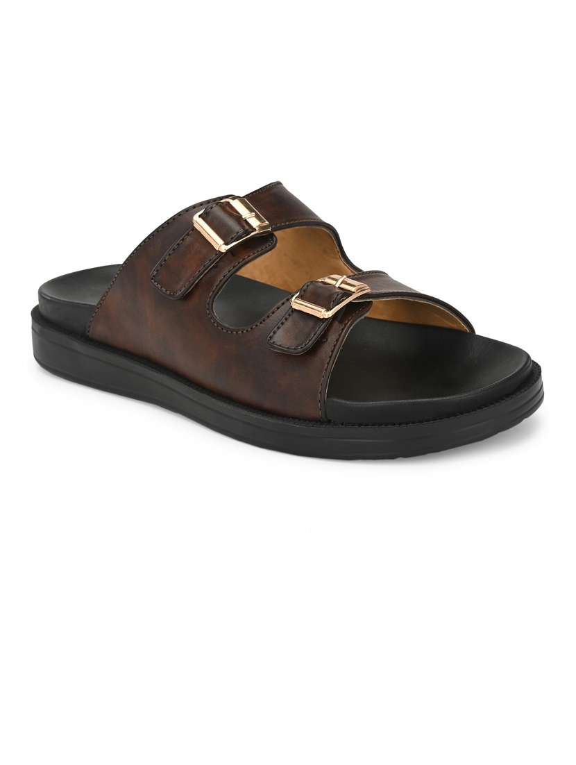 brown slip on sandal