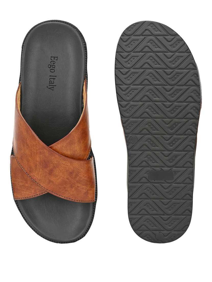 tan synthetic & mesh slip on slippers - 19190377 -  Standard Image - 3