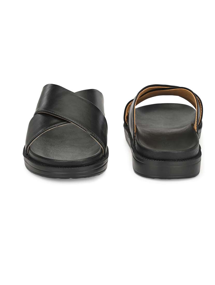 black synthetic & mesh slip on sandals - 19190379 -  Standard Image - 3