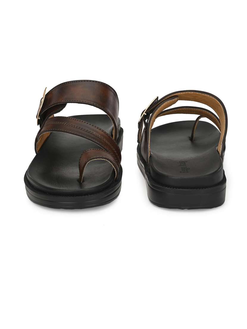 brown synthetic & mesh slip on sandals - 19190382 - Standard Image - 3