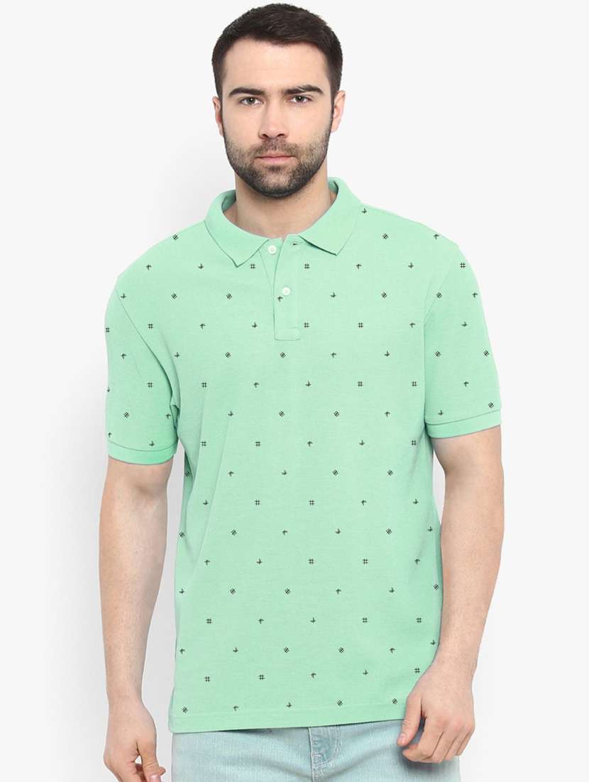 green printed polo t-shirt