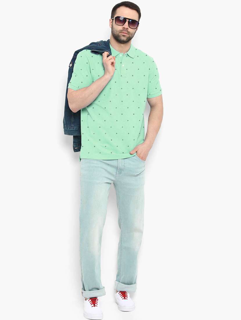green printed polo t-shirt - 19196029 -  Standard Image - 3
