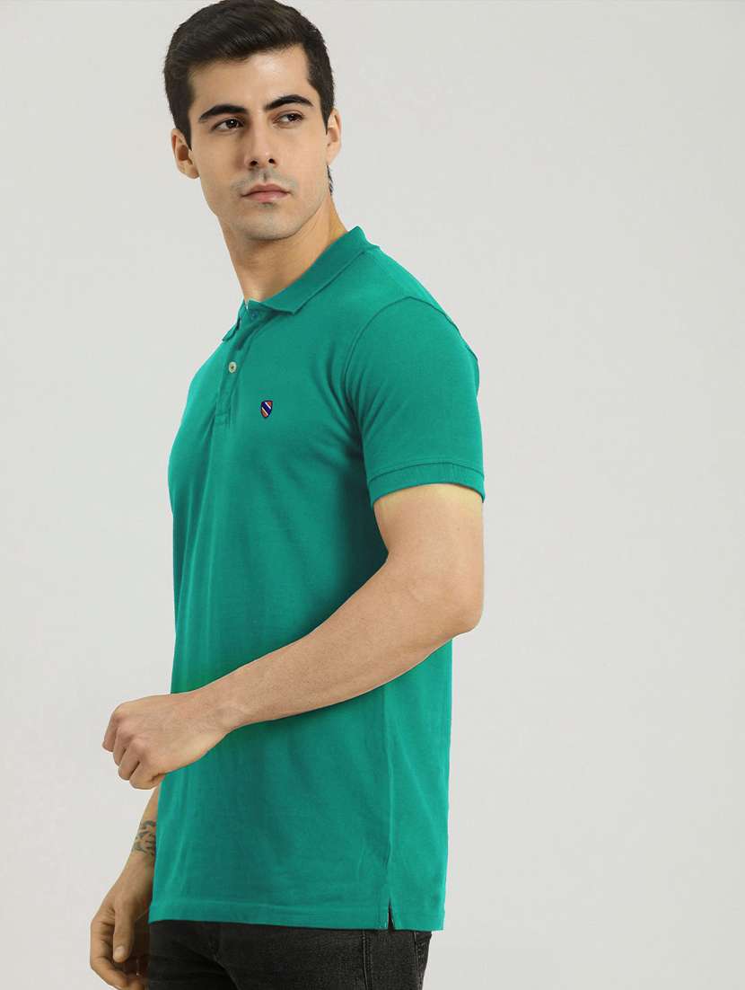 green solid polo t-shirt