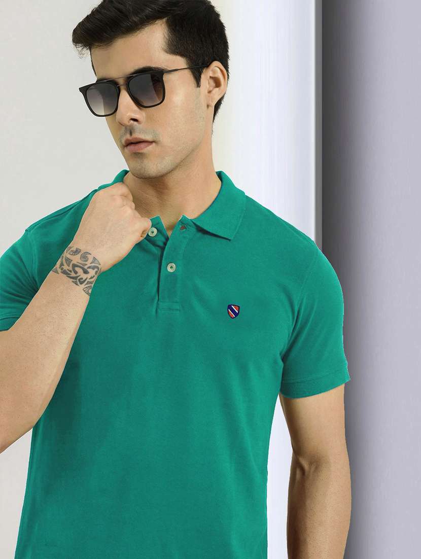 green solid polo t-shirt - 19196040 -  Standard Image - 3