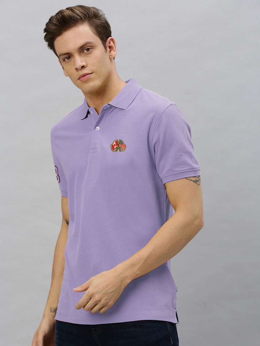 purple solid polo t-shirt
