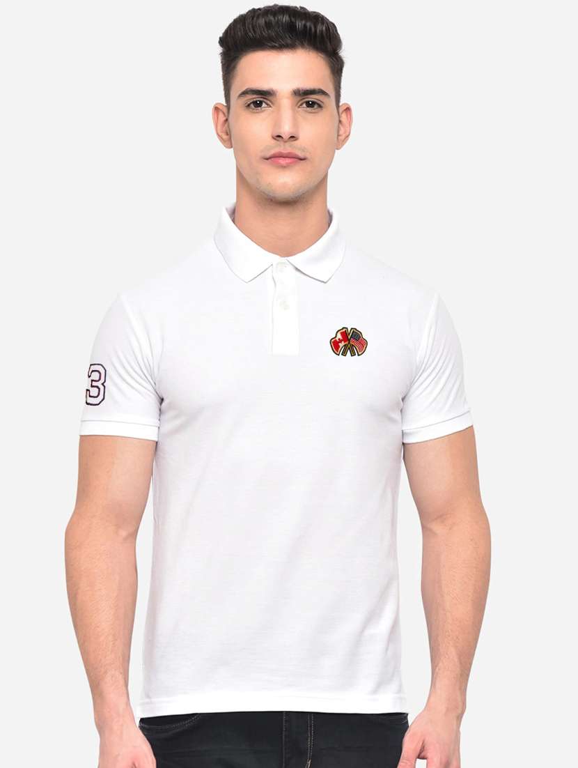 white solid polo t-shirt
