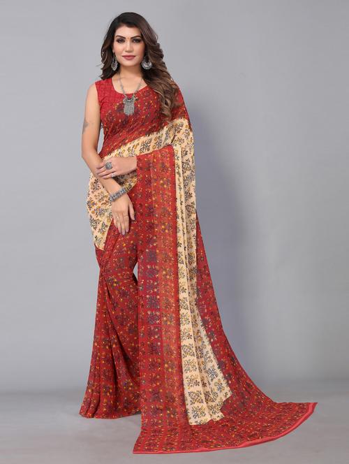 floral printed saree  with blouse - 19196126 -  Standard Image - 0
