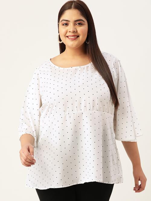 women plus size polka doted round neck top - 19196128 -  Standard Image - 0