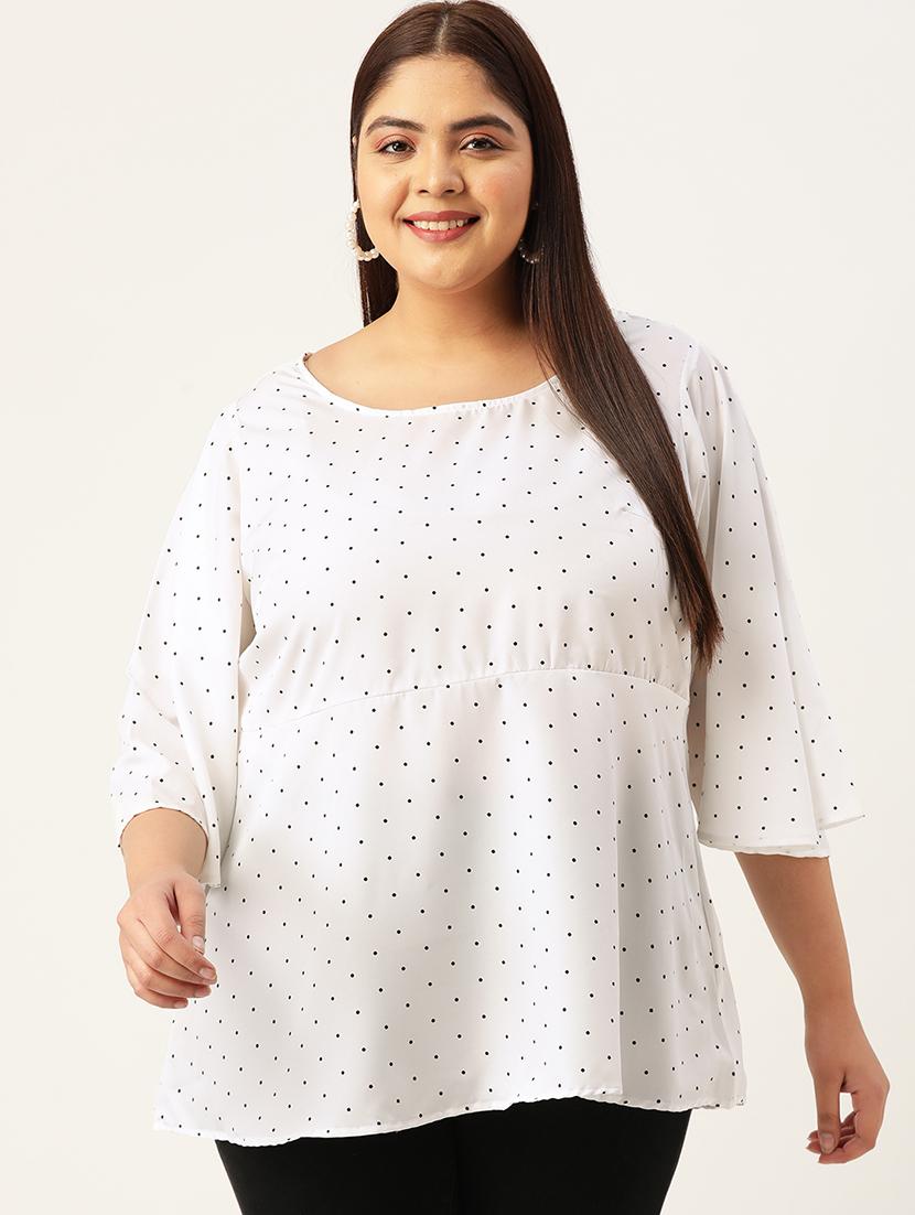 women plus size polka doted round neck top - 19196128 -  Zoom Image - 0