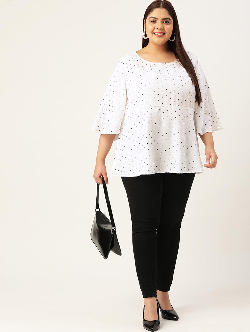 women plus size polka doted round neck top - 19196128 - Standard Image - 3