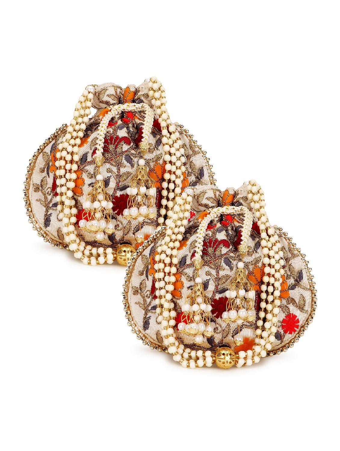 pack of 2 embroidered potlis