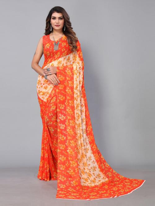 floral printed half & half saree - 19197335 -  Standard Image - 0