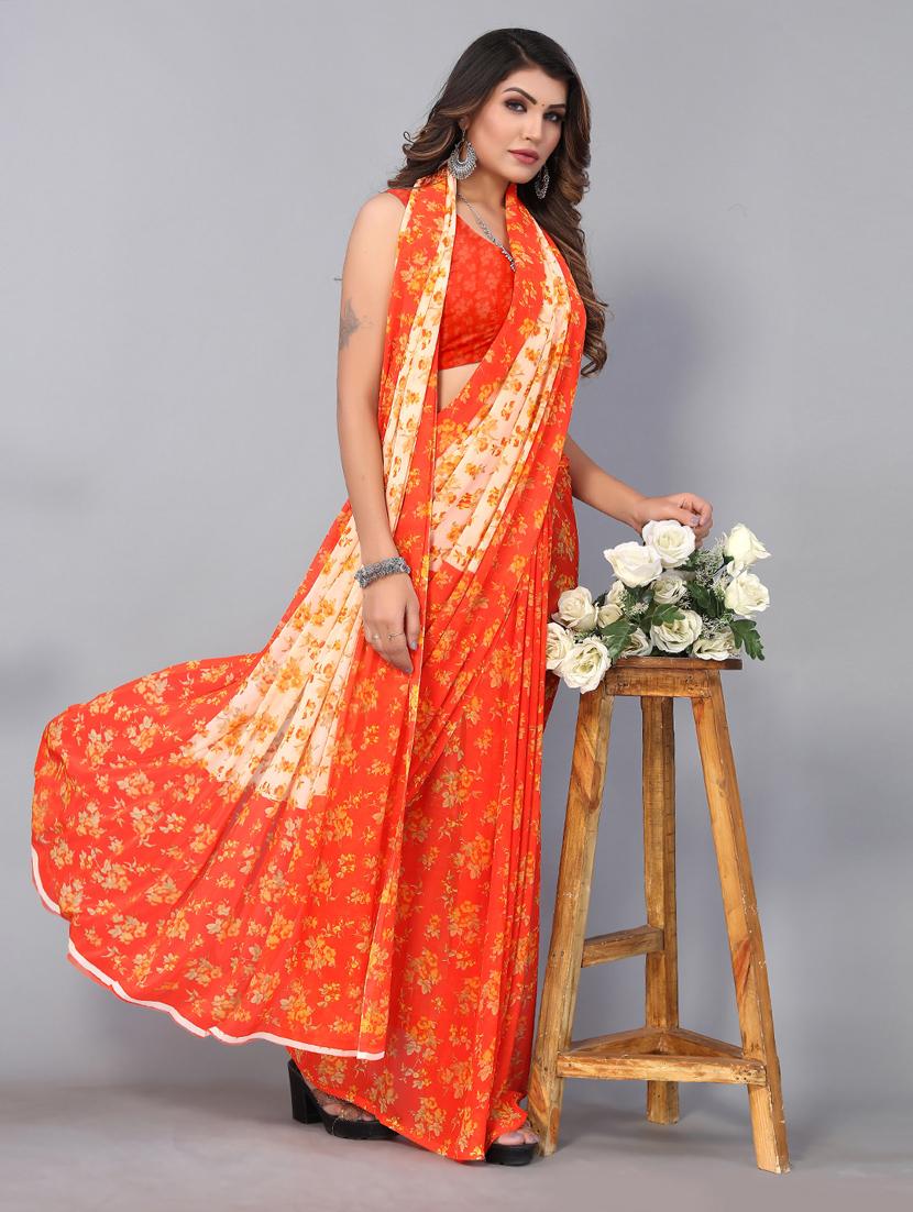 floral printed half & half saree - 19197335 - Standard Image - 3