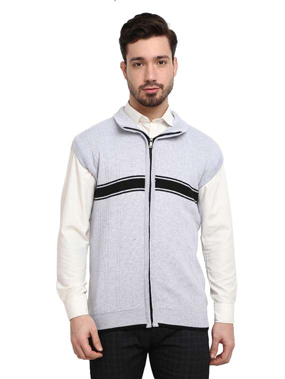 men self design sleeveless regular fit cardigan