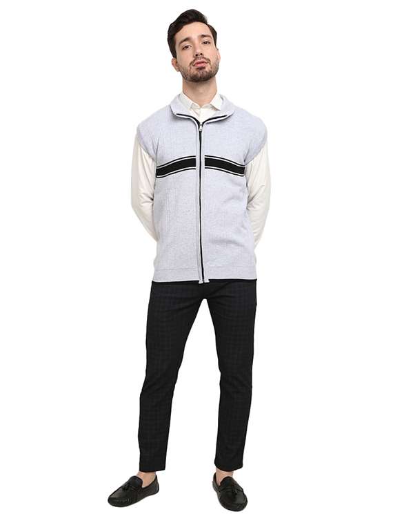 men self design sleeveless regular fit cardigan - 19197616 -  Standard Image - 3