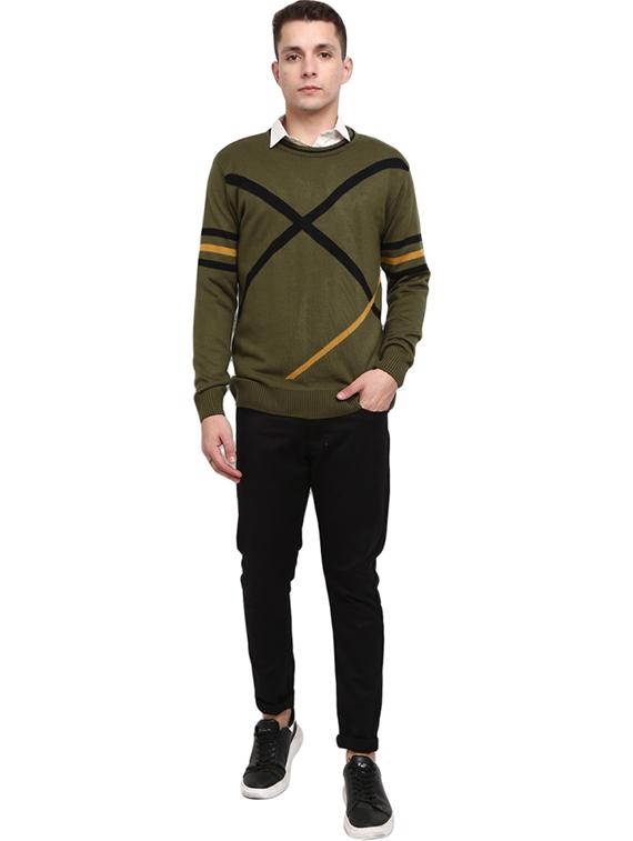 round neck self design pullover - 19197631 - Standard Image - 3