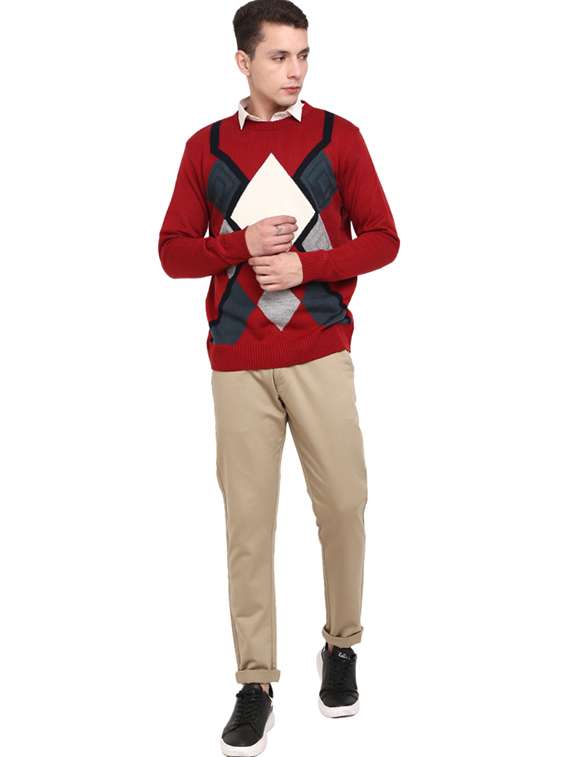 men round neck solid sweater - 19197649 -  Standard Image - 3