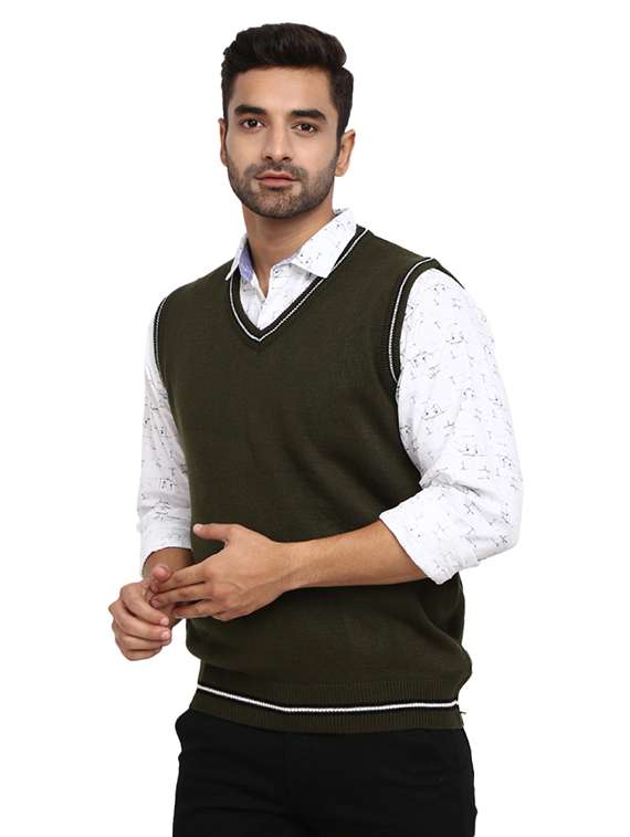 v-neck self design pullover - 19197666 -  Zoom Image - 0