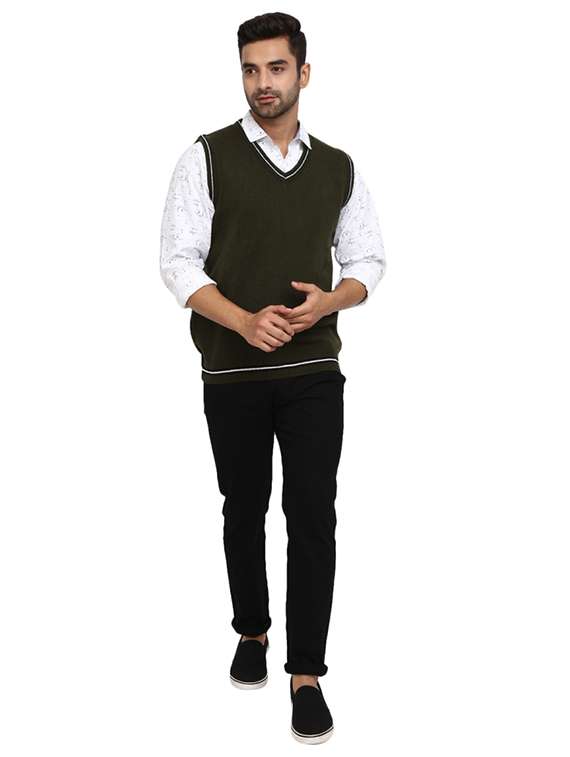 v-neck self design pullover - 19197666 -  Standard Image - 3