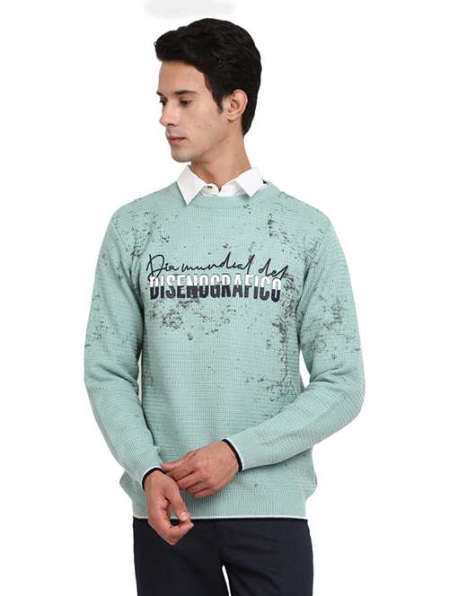 men self designed round neck sweater - 19197680 -  Standard Image - 0