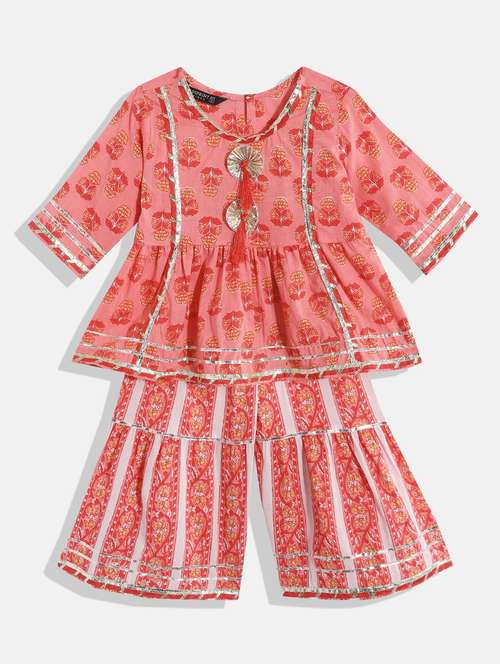printed cotton kurta sharara set - 19197730 - Standard Image - 0