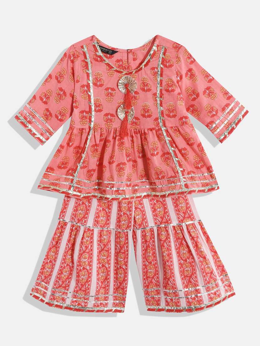 printed cotton kurta sharara set - 19197730 - Zoom Image - 0