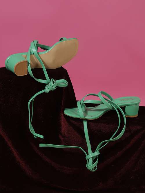 green pu gladiators sandals - 19197766 -  Standard Image - 0