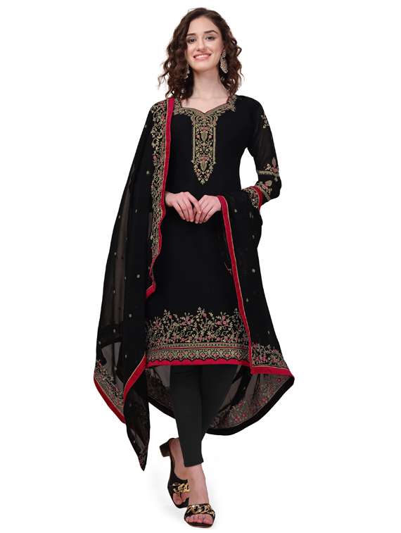 embroidered semi-stitched suit set - 19197982 -  Standard Image - 3