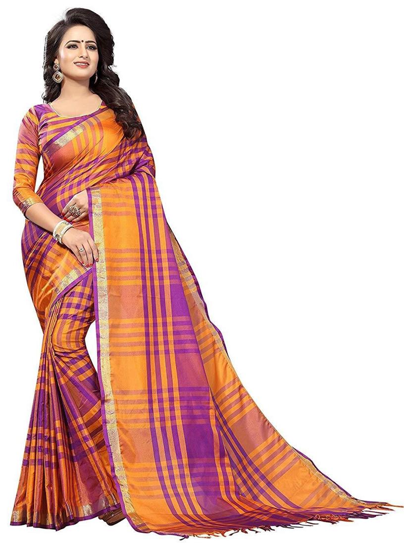checkered woven saree - 19198000 -  Zoom Image - 0