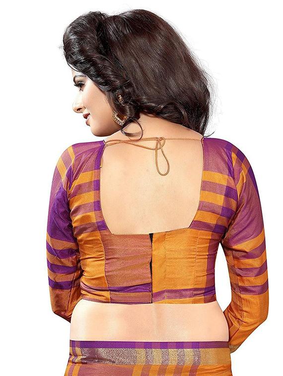 checkered woven saree - 19198000 - Standard Image - 3