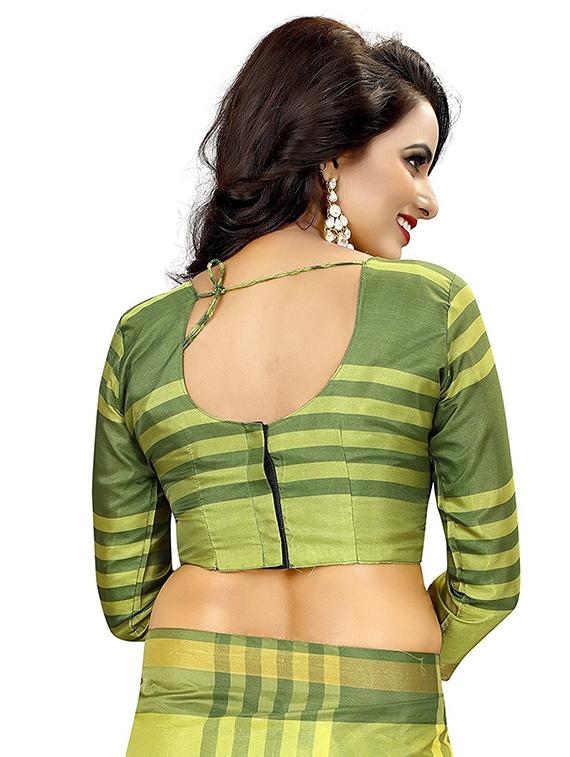 checkered woven saree with blouse - 19198002 - Standard Image - 3