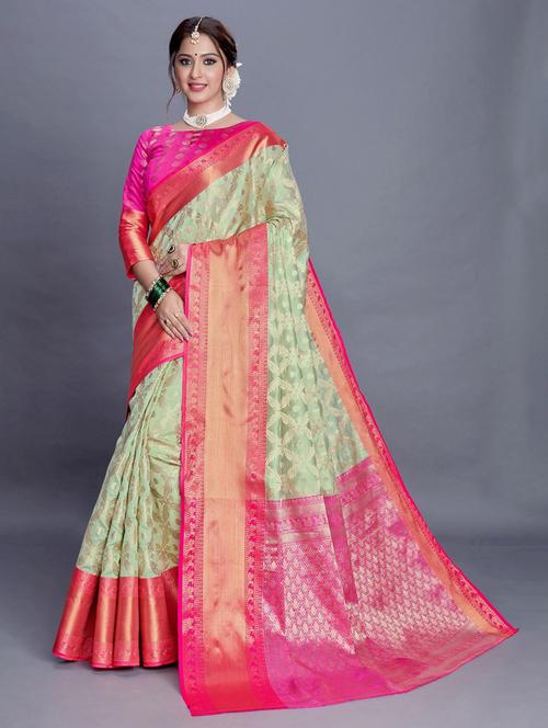 self design kanjivaram saree with blouse - 19198030 - Standard Image - 0