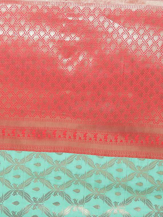 light blue silk blend kanjivaram saree with blouse - 19198039 - Standard Image - 3