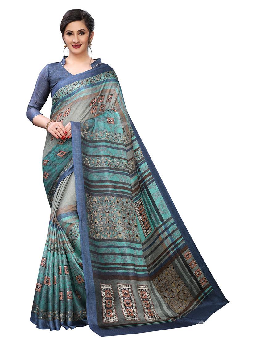 self design printed saree with blouse - 19198250 - Zoom Image - 0