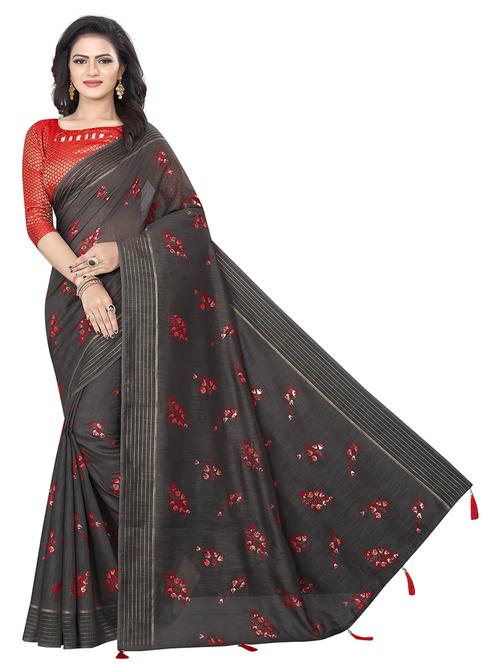 ethnic wear black color saree set with blouse - 19198294 -  Standard Image - 0