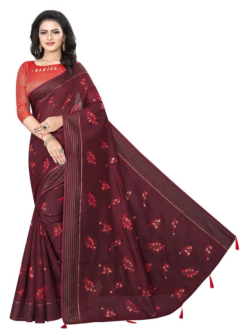 ethnic wear maroon color saree set - 19198295 - Zoom Image - 0