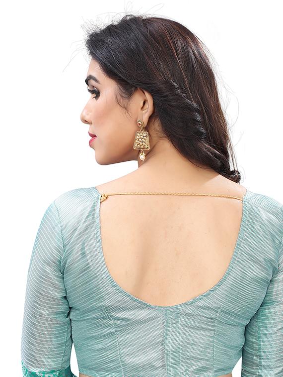 ethnic wear green color saree set with blouse - 19198354 - Standard Image - 3