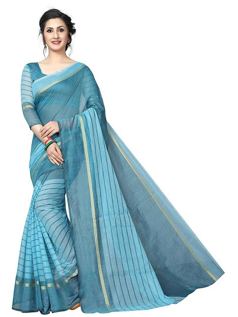 light blue striped saree - 19198448 - Zoom Image - 0