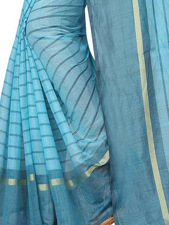 light blue striped saree - 19198448 - Standard Image - 3